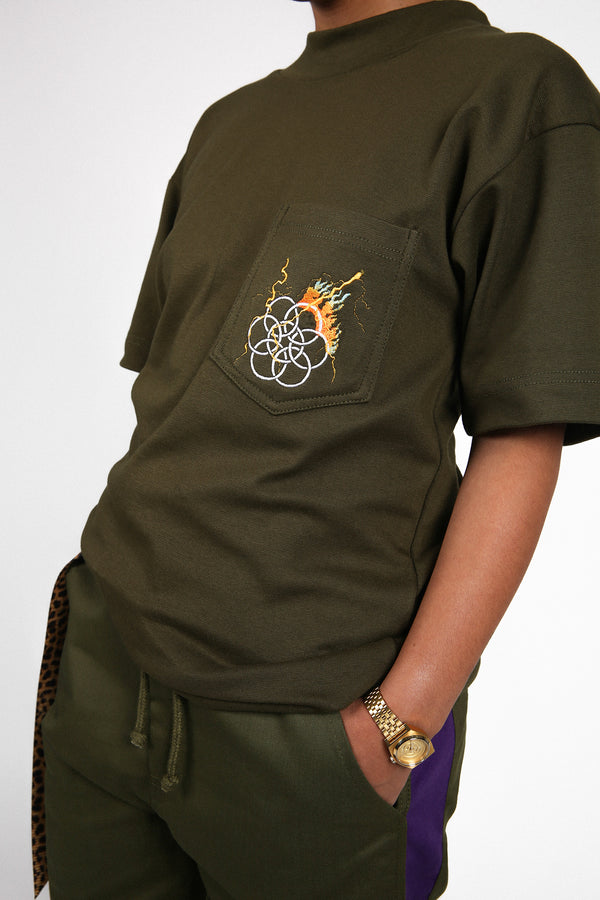 world on fire mild mock tee - olive