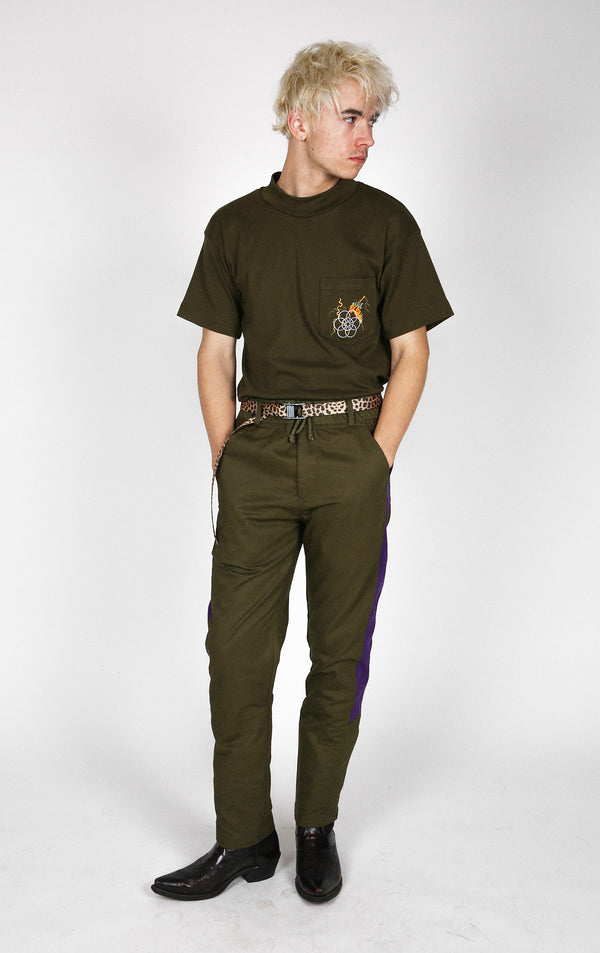 world on fire mild mock tee - olive