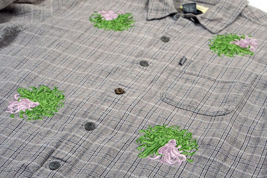 fern & blush chrysanthemum plaid flannel shirt | M/L