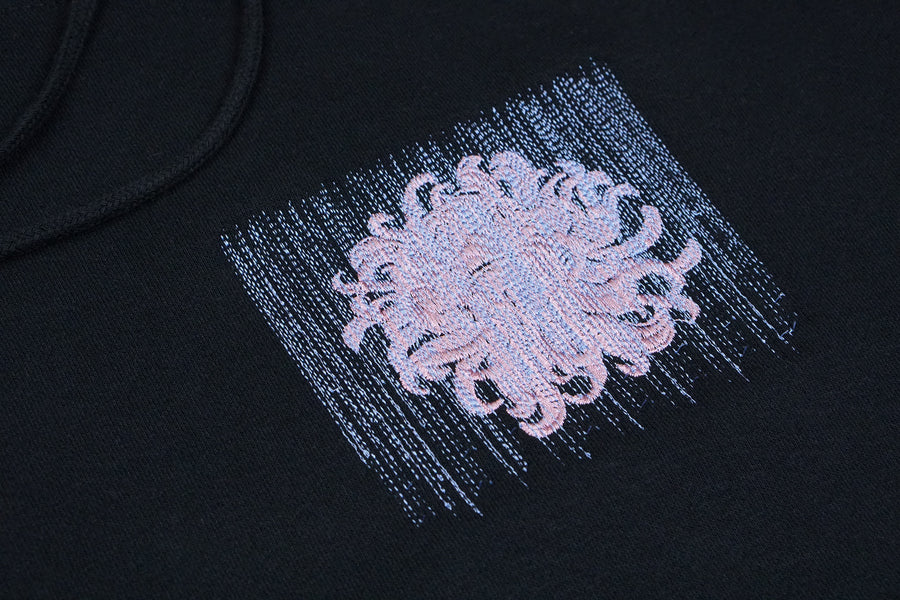 chrysanthemum & mixed media  | fleece hoodie | L
