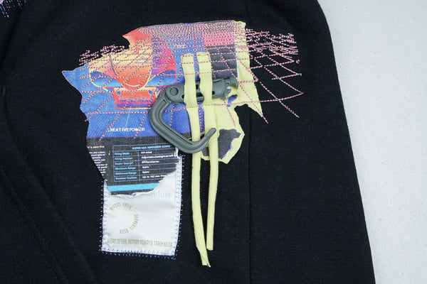 chrysanthemum & mixed media  | fleece hoodie | L