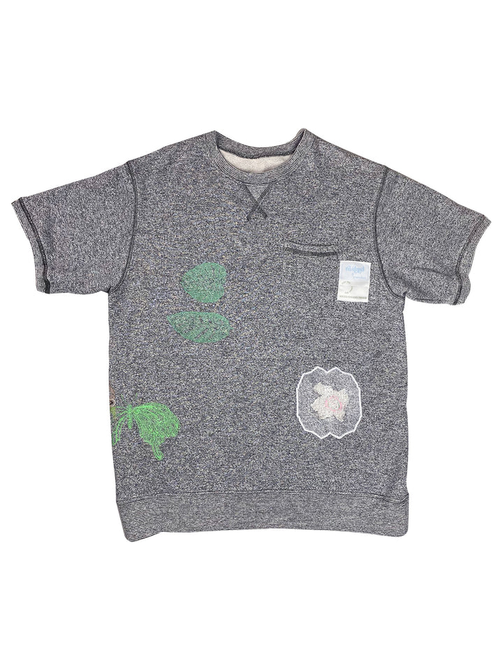 butterfly, monstera & lace patch | french terry tee | L