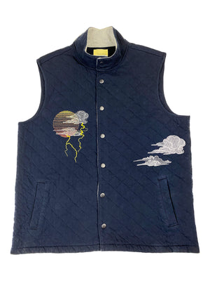 blue cotton vest | L