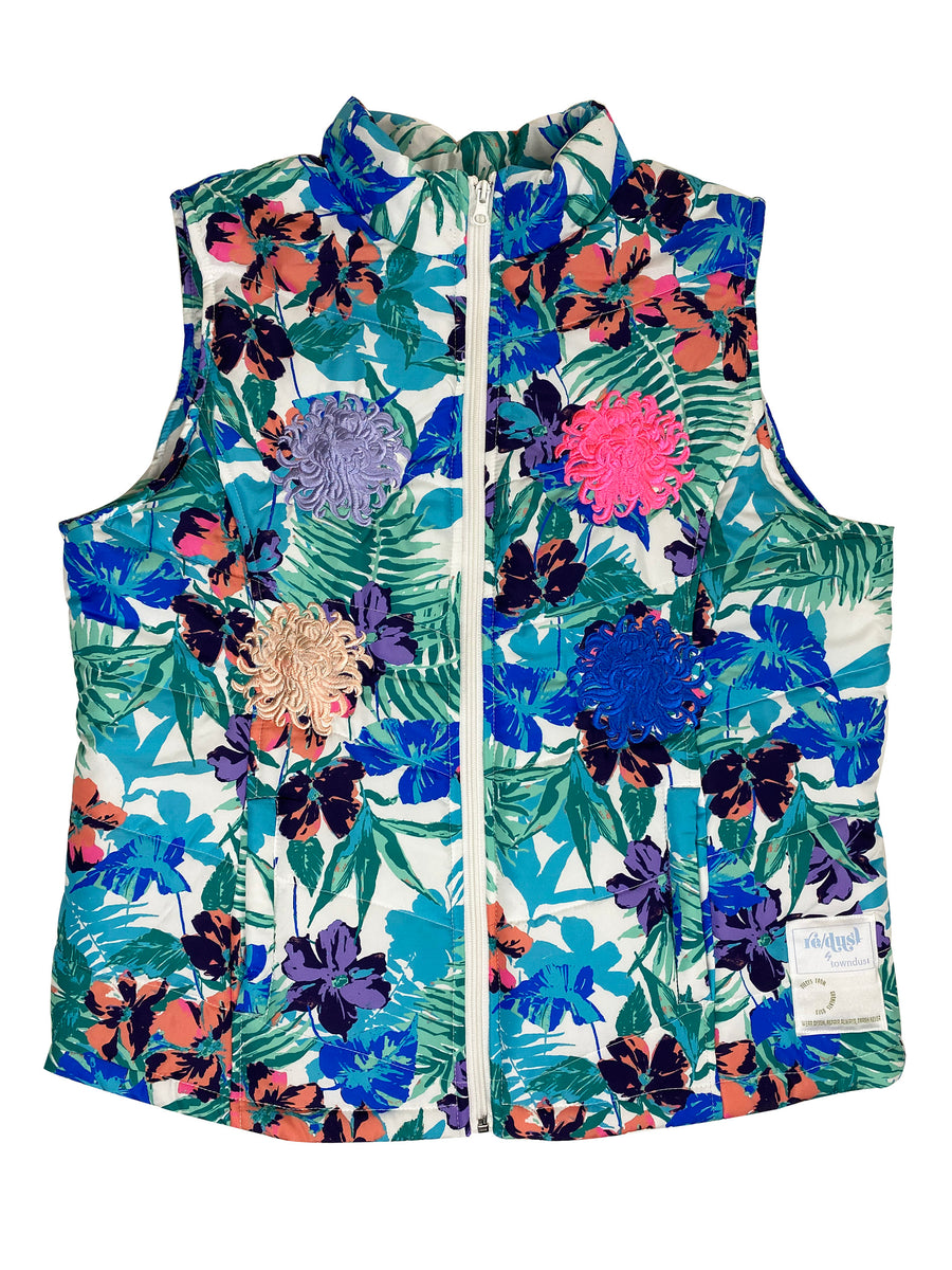 floral puffer vest | S
